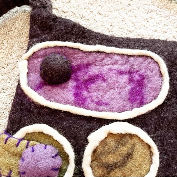 Rising Tide Felted Wool Handbag Brown Purple Applique Artsy Nepal Funky Festival - Picture 5 of 9